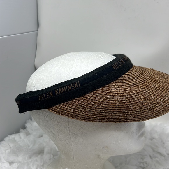 Helen Kaminski Raffia Straw Sun Visor Hat Brown Black Luxury Resortwear main image 6